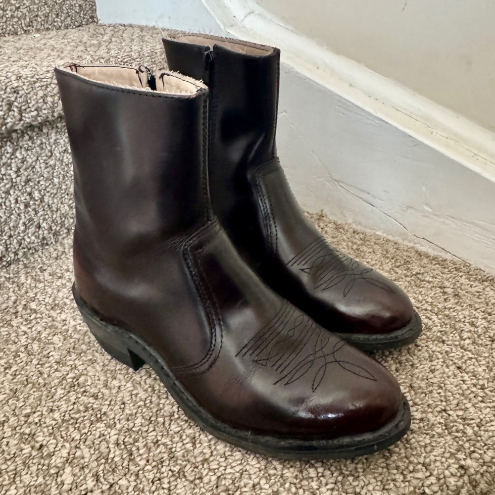 Brown Leather Ankle Cowboy boots | Leather Classics | US 7D